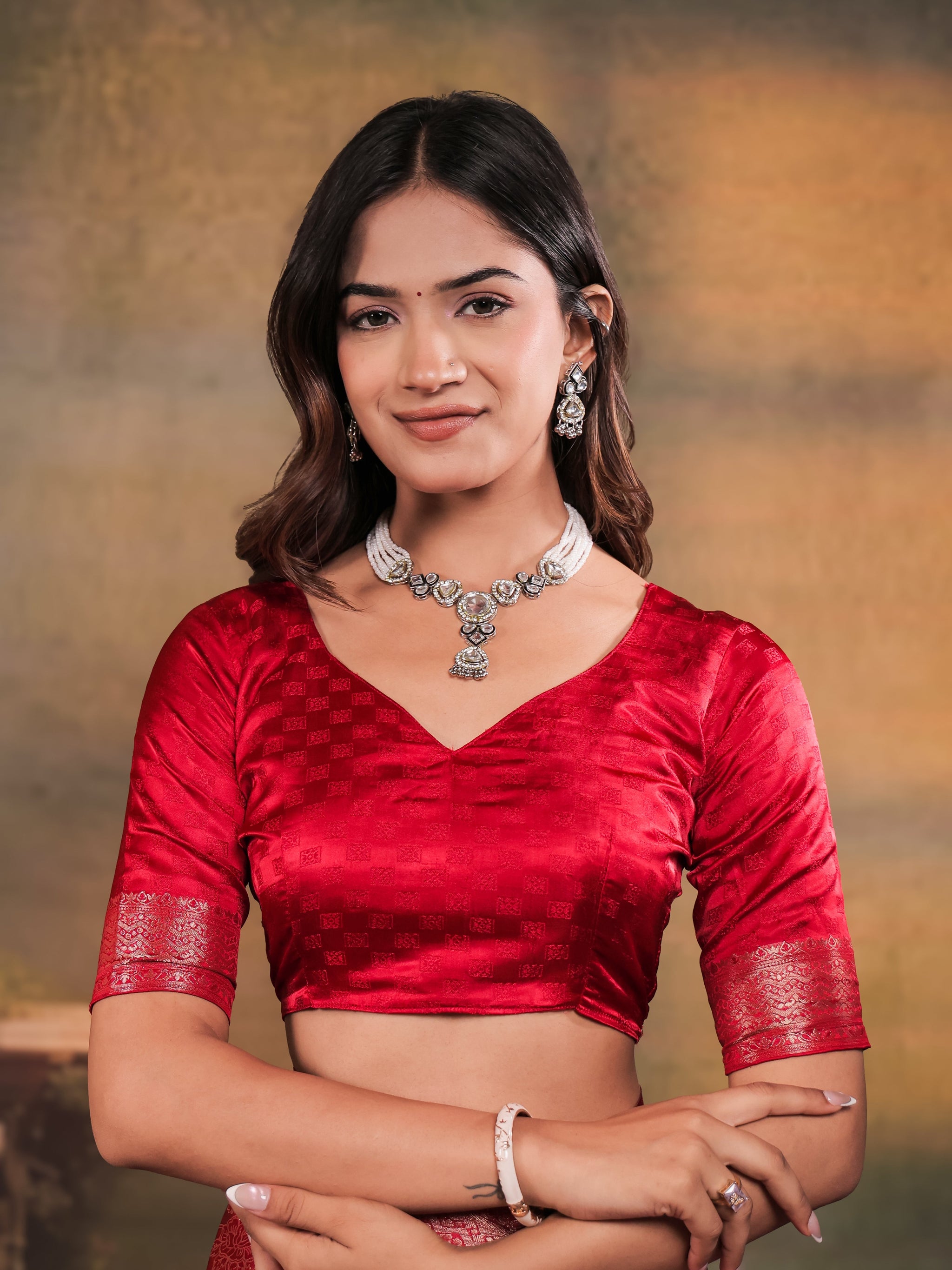 Ruby Red Satin Silk Saree with All-Over Floral Jacquard Weaving, Rich Zari Border, Grand Designer Pallu & Tassel Edges