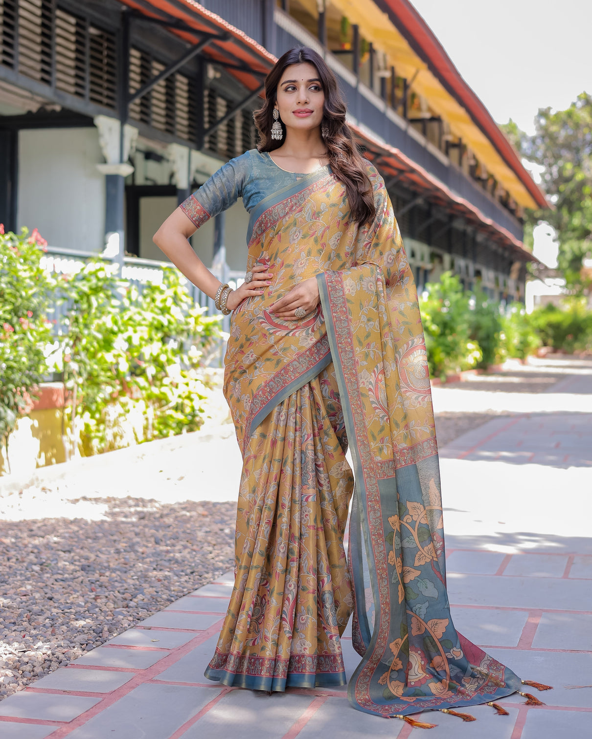 Maroon handloom cotton saree with intricate peacock floral art contrast green pallu