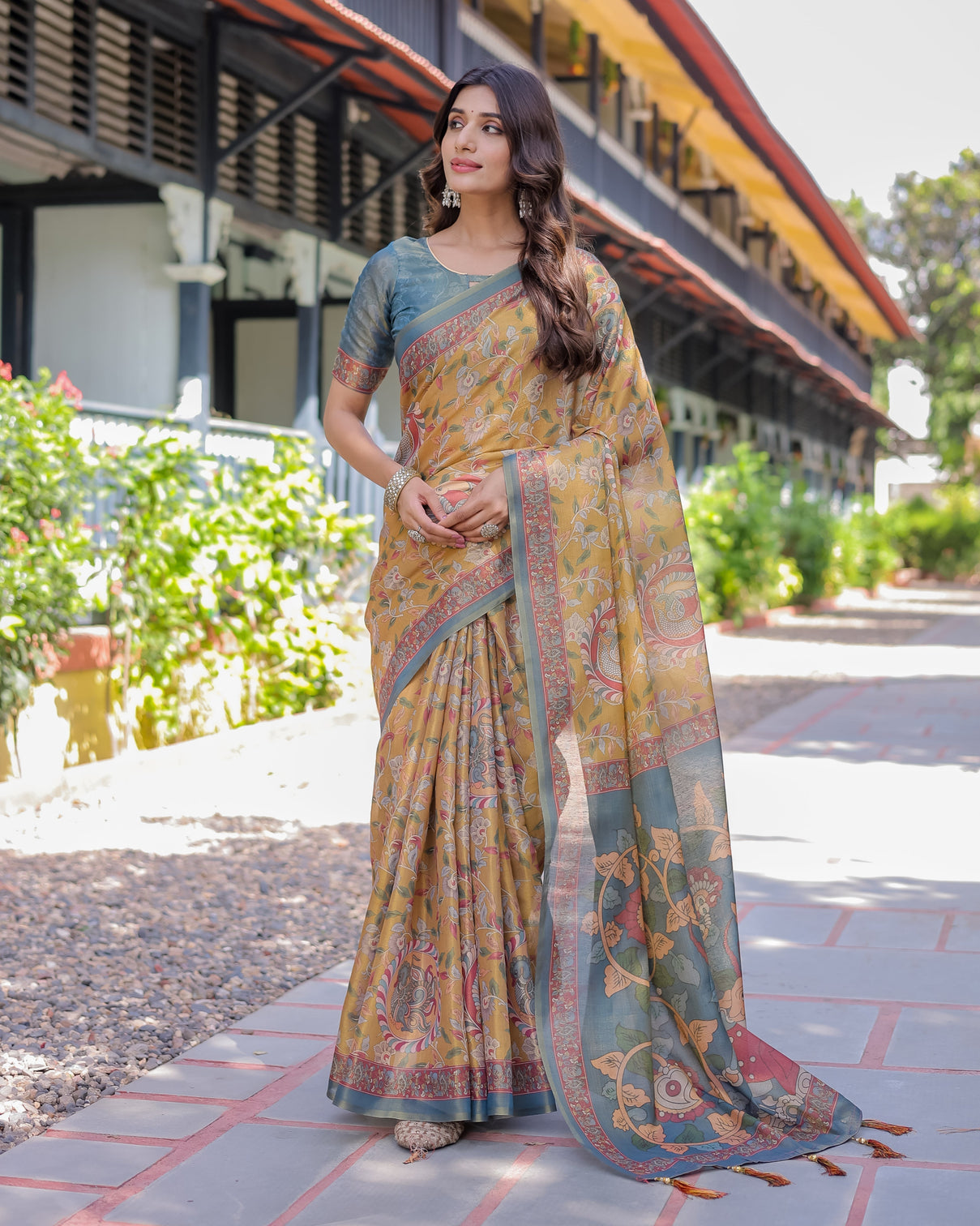 Maroon handloom cotton saree with intricate peacock floral art contrast green pallu