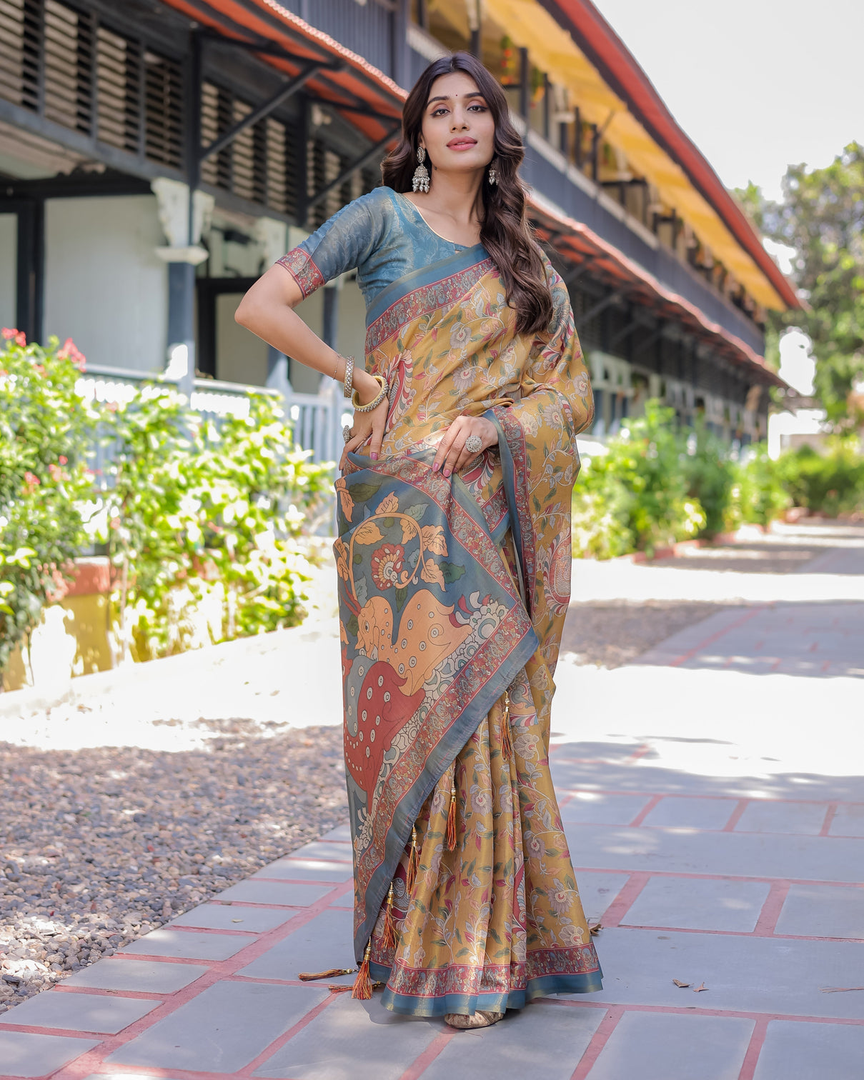 Maroon handloom cotton saree with intricate peacock floral art contrast green pallu