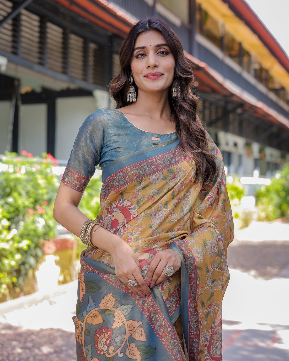Maroon handloom cotton saree with intricate peacock floral art contrast green pallu