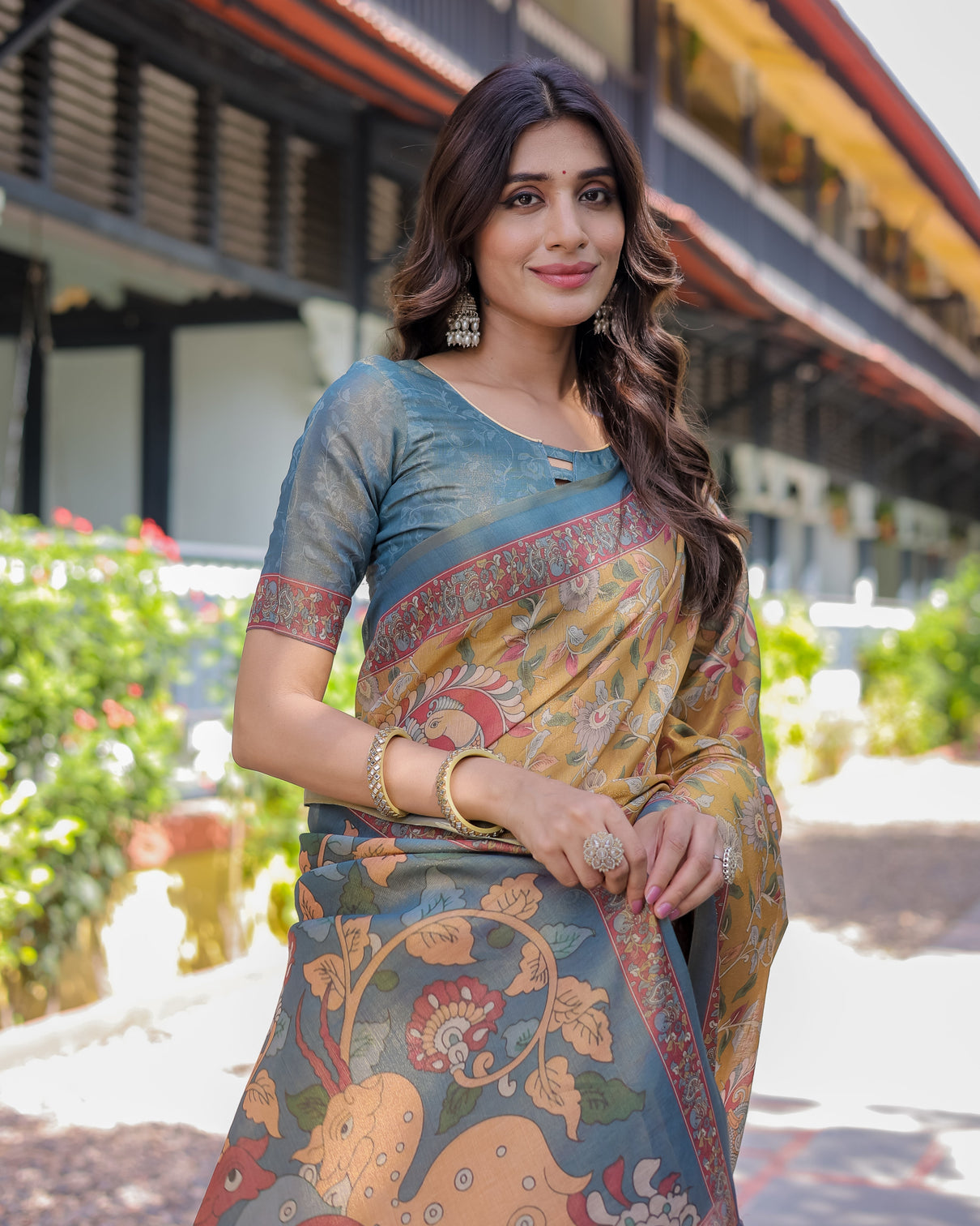 Maroon handloom cotton saree with intricate peacock floral art contrast green pallu