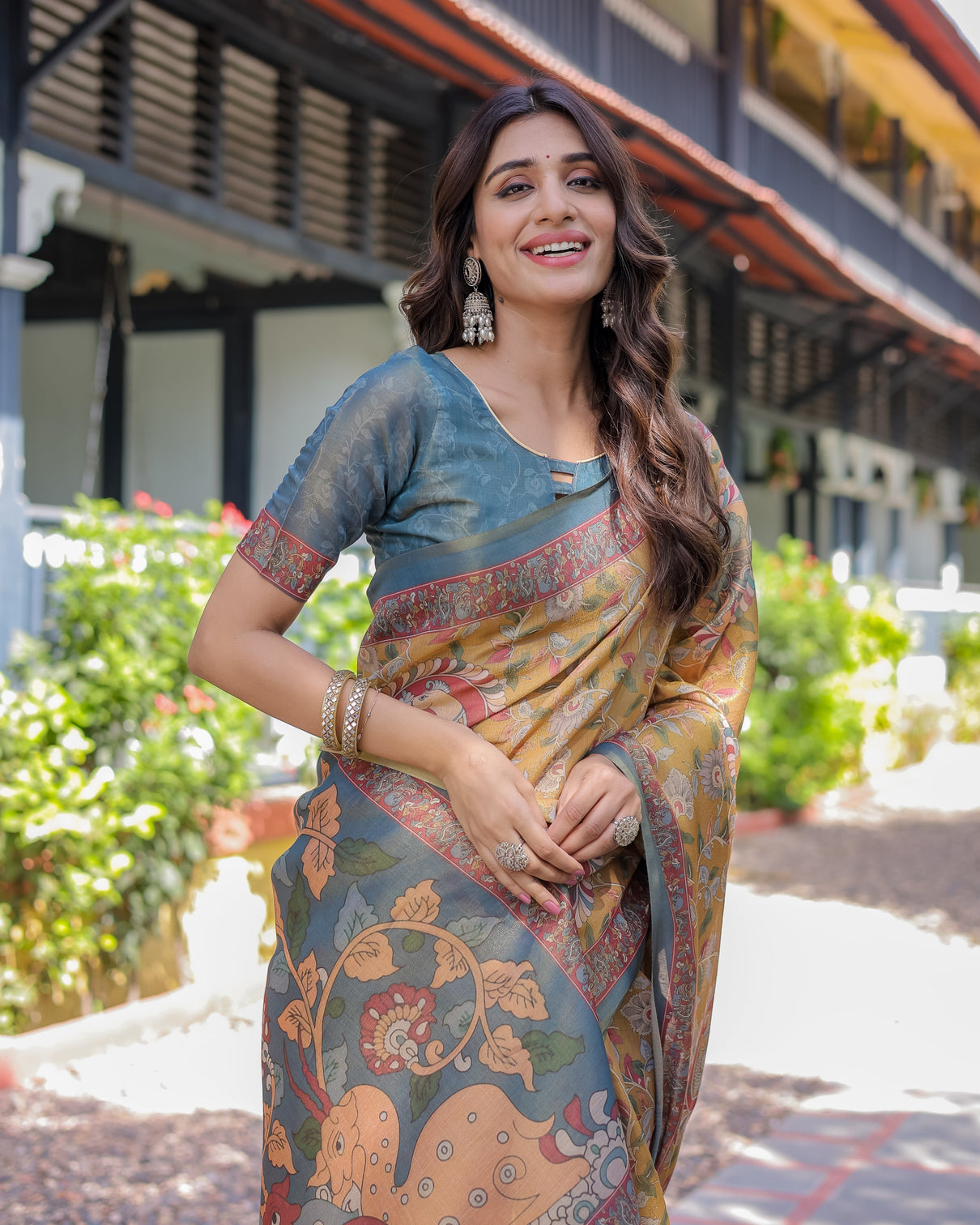 Maroon handloom cotton saree with intricate peacock floral art contrast green pallu