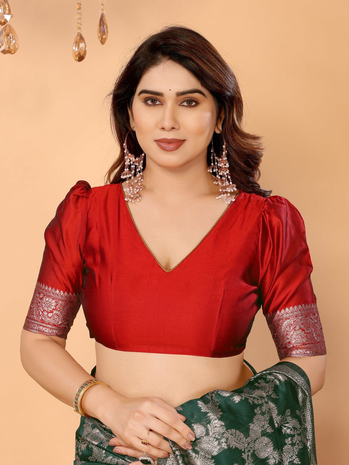 Bottle green banarasi silk saree with silver zari weaving red pallu elegant wedding festive collection