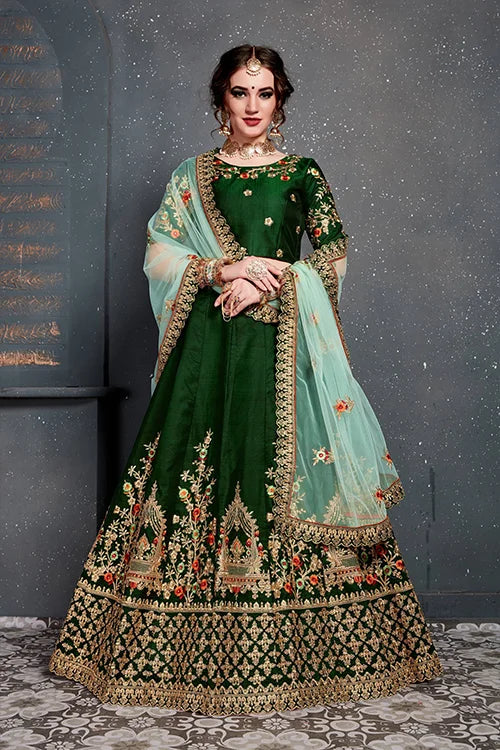 New Collection Lehenga Choli For Women Wear Dark Green