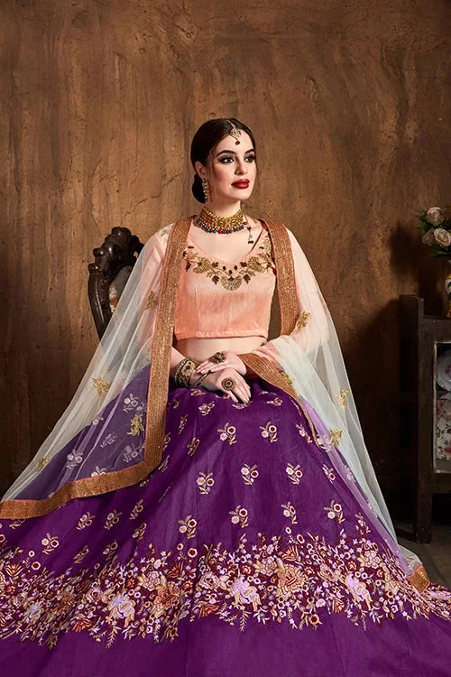 New Wedding Wear Collection For Women Lehenga Choli Purple Colour