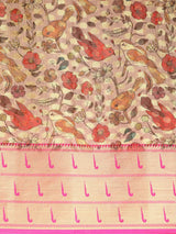 Pure Organza Floral Print Zari Work Saree