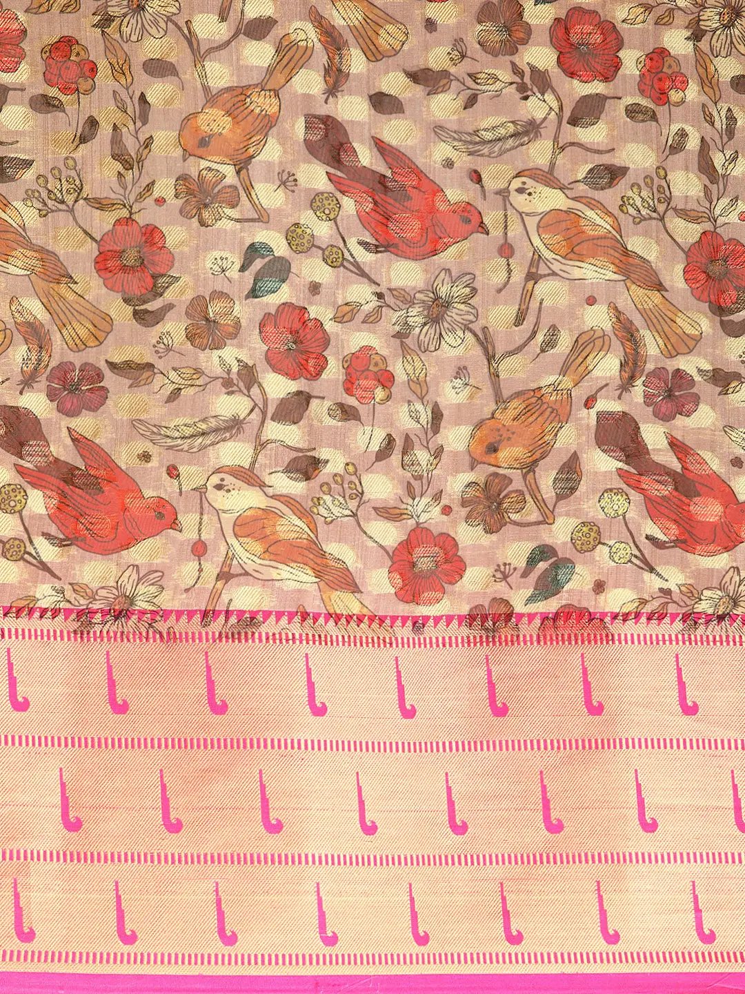 Pure Organza Floral Print Zari Work Saree