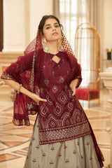 Outstanding Beige Gota Work Chinon Festival Wear Lehenga Choli