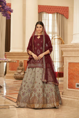 Outstanding Beige Gota Work Chinon Festival Wear Lehenga Choli