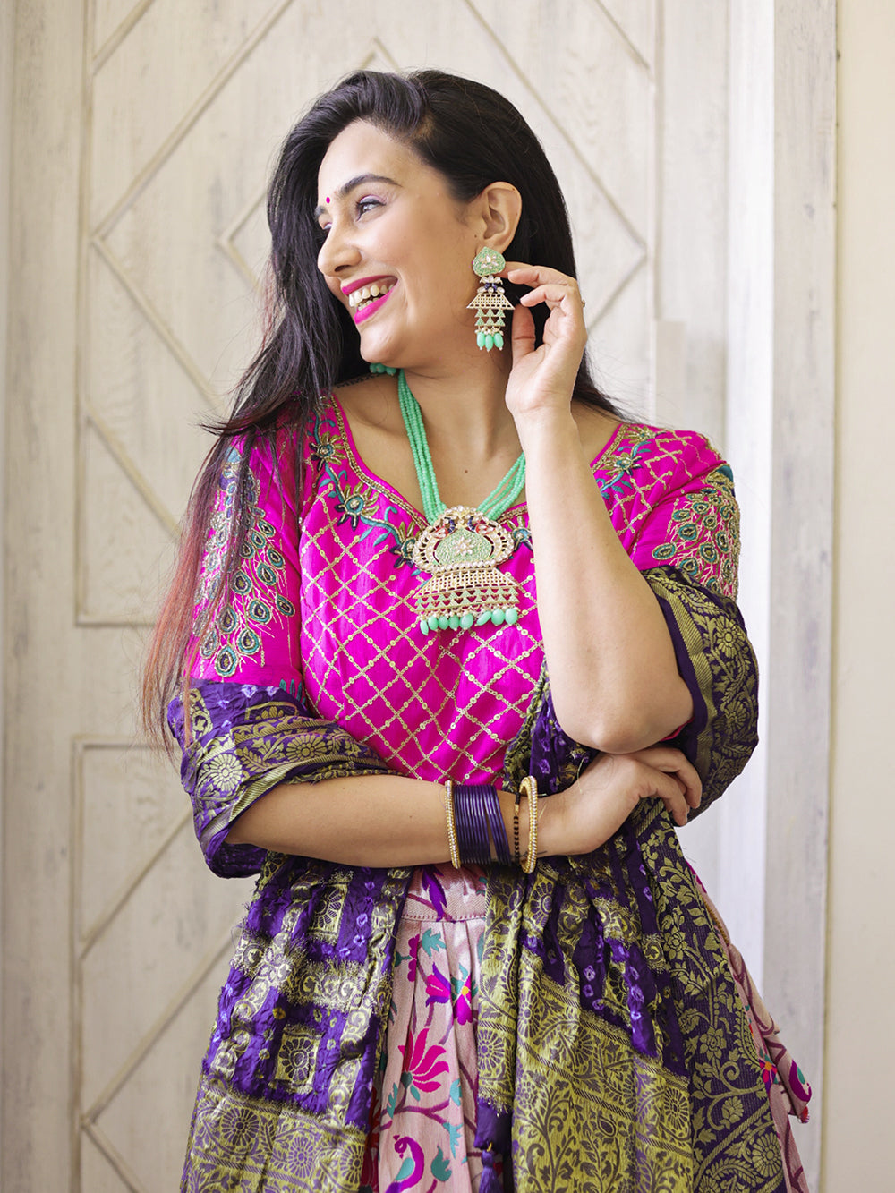 Purple Color Weaving Zari Work Jacquard Paithani Lehenga Choli Set
