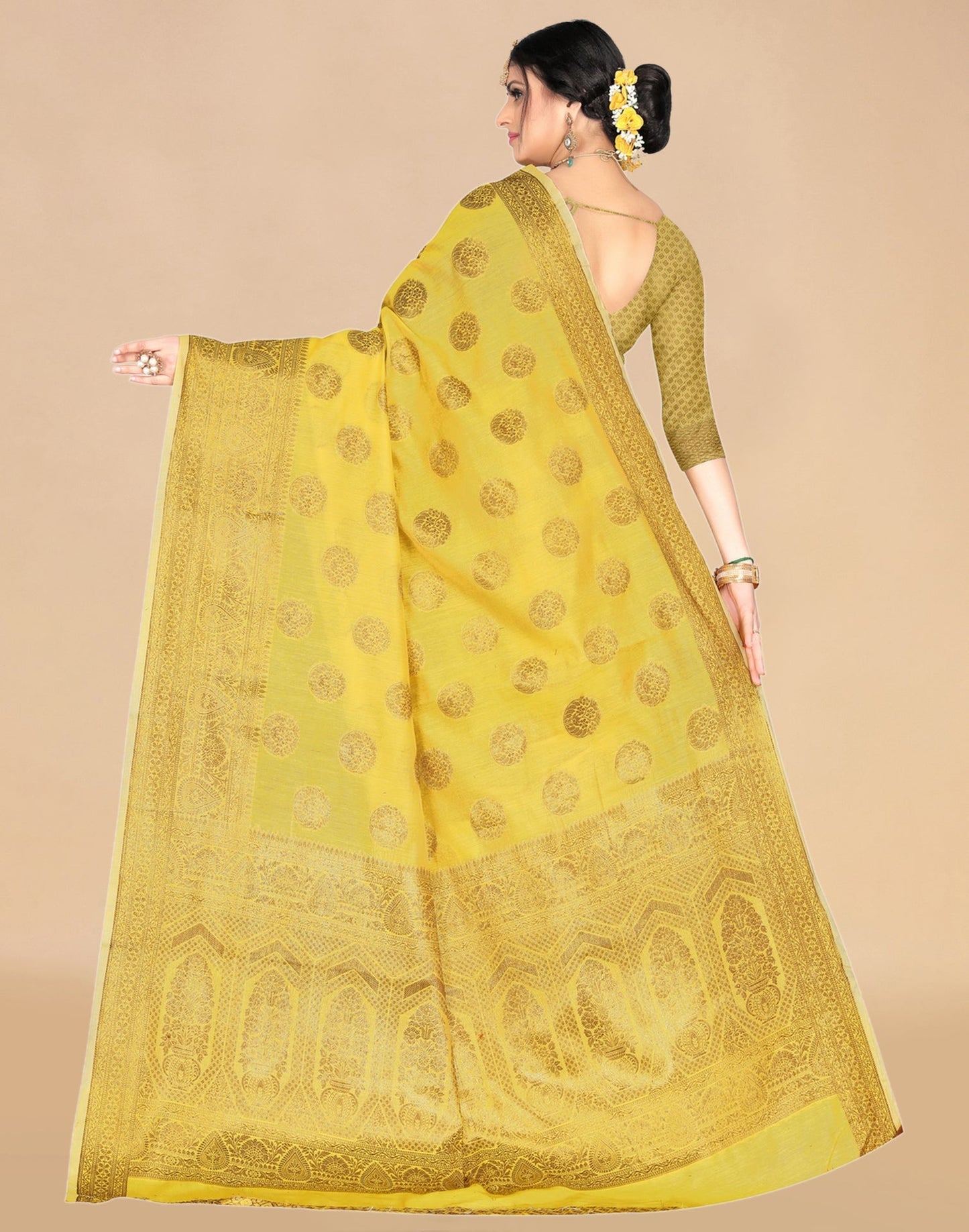 Yellow Weaving Cotton Saree