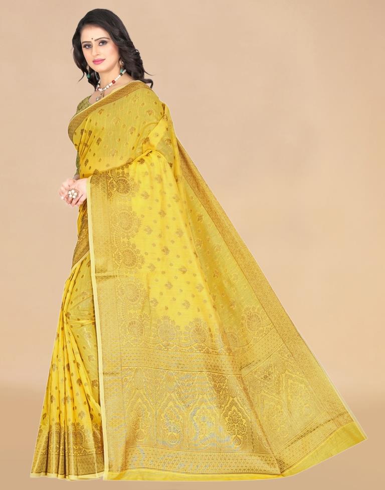 Yellow Weaving Cotton Saree