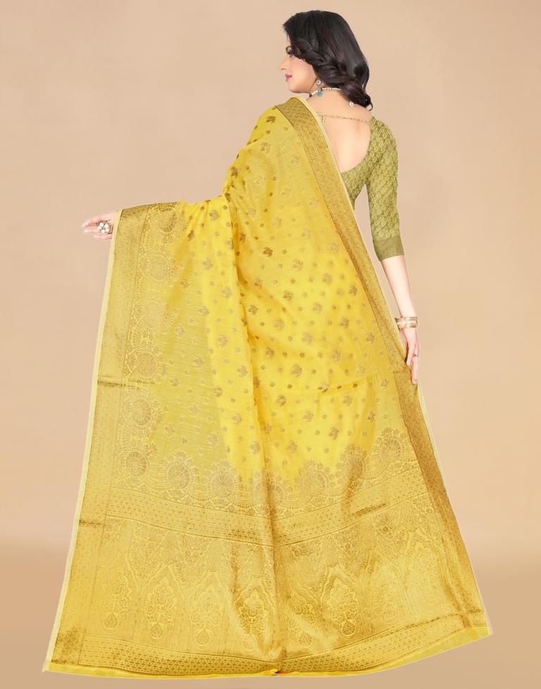 Yellow Weaving Cotton Saree