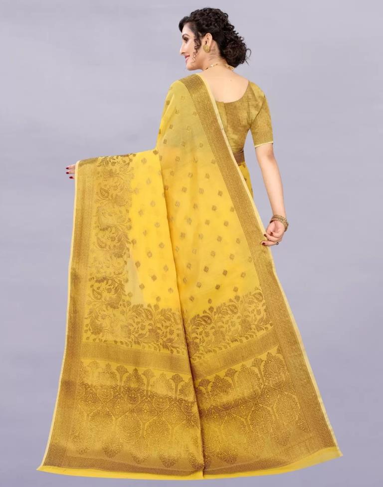 Yellow Weaving Cotton Saree