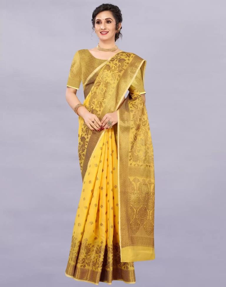 Yellow Weaving Cotton Saree