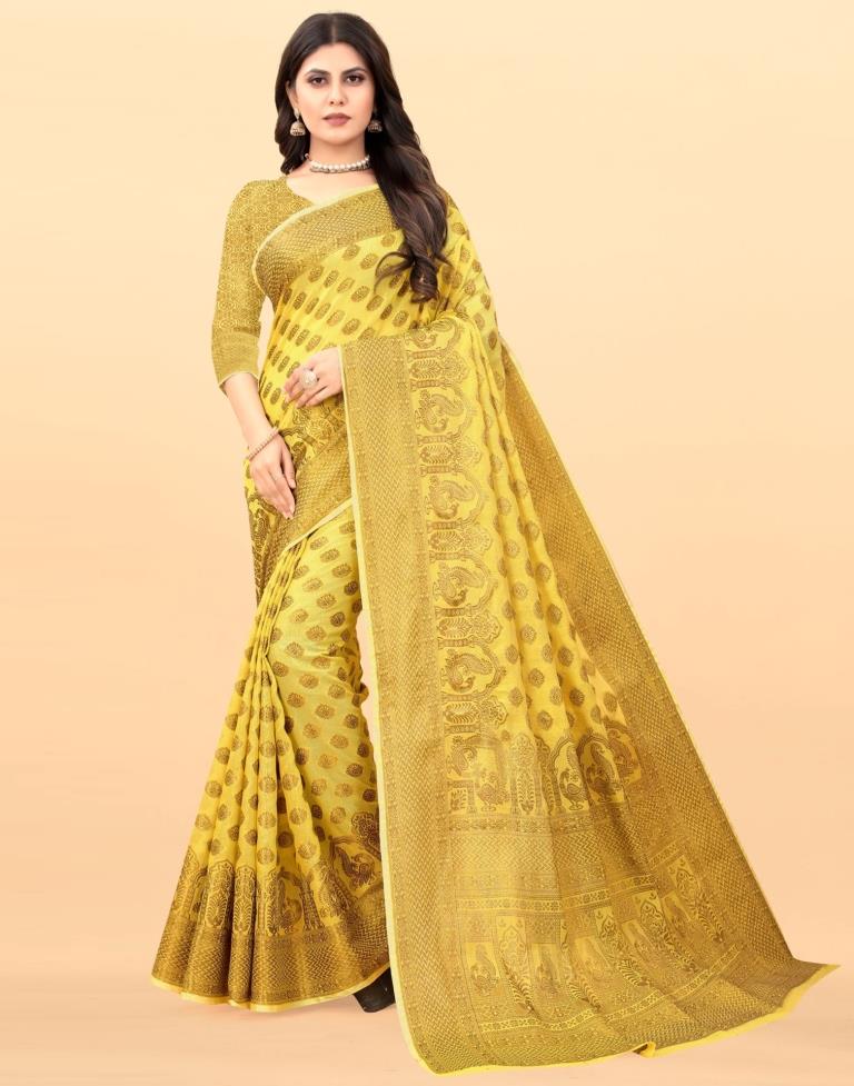 Yellow Weaving Cotton Saree