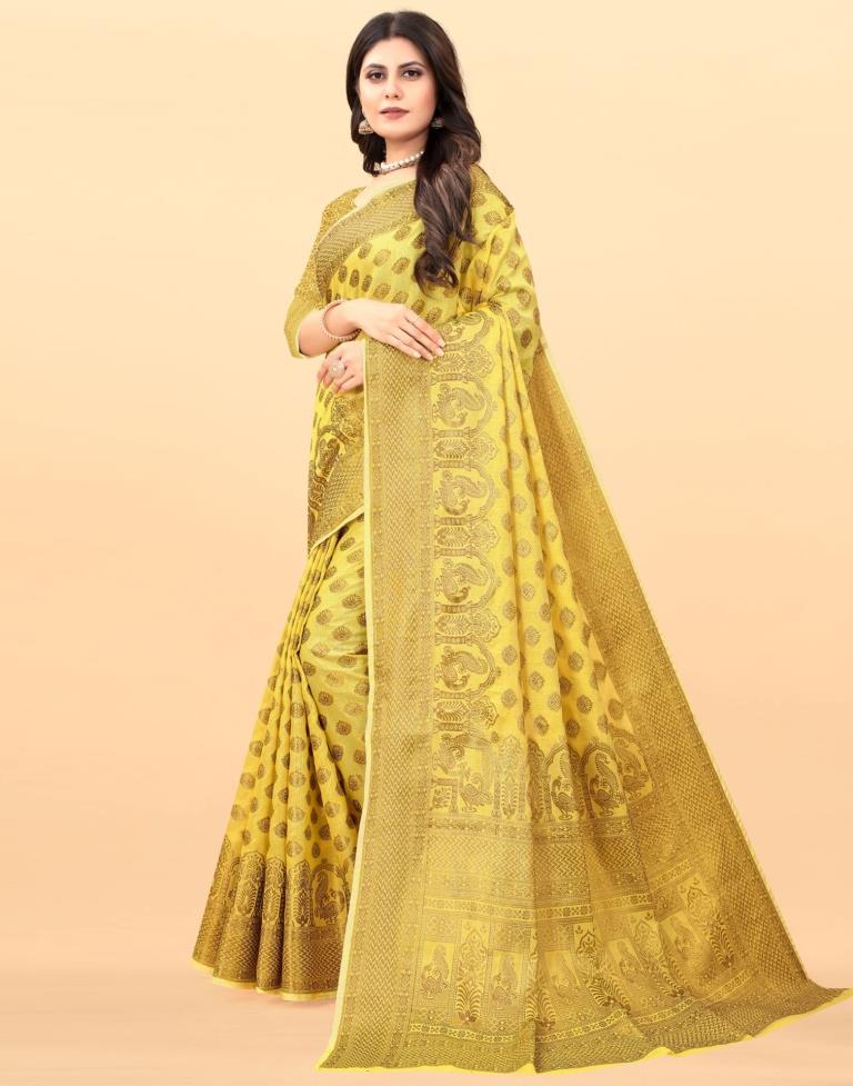 Yellow Weaving Cotton Saree