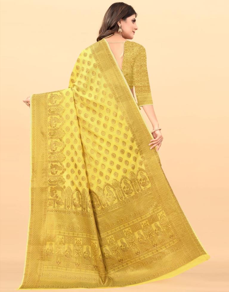 Yellow Weaving Cotton Saree