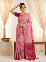 Baby PInk Premium Soft Silk Saree Designer Party Wear Saree With Gold Zari Peacock Motifs Meenakari Pallu Wedding Festive Saree