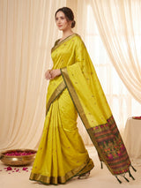 Mehendi Premium Soft Silk Saree Designer Party Wear Saree With Gold Zari Peacock Motifs Meenakari Pallu Wedding Festive Saree