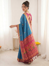 Rama Premium Soft Silk Saree Designer Party Wear Saree With Gold Zari Peacock Motifs Meenakari Pallu Wedding Festive Saree