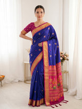 Violet Premium Soft Silk Saree Designer Party Wear Saree With Gold Zari Peacock Motifs Meenakari Pallu Wedding Festive Saree