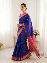 Violet Premium Soft Silk Saree Designer Party Wear Saree With Gold Zari Peacock Motifs Meenakari Pallu Wedding Festive Saree