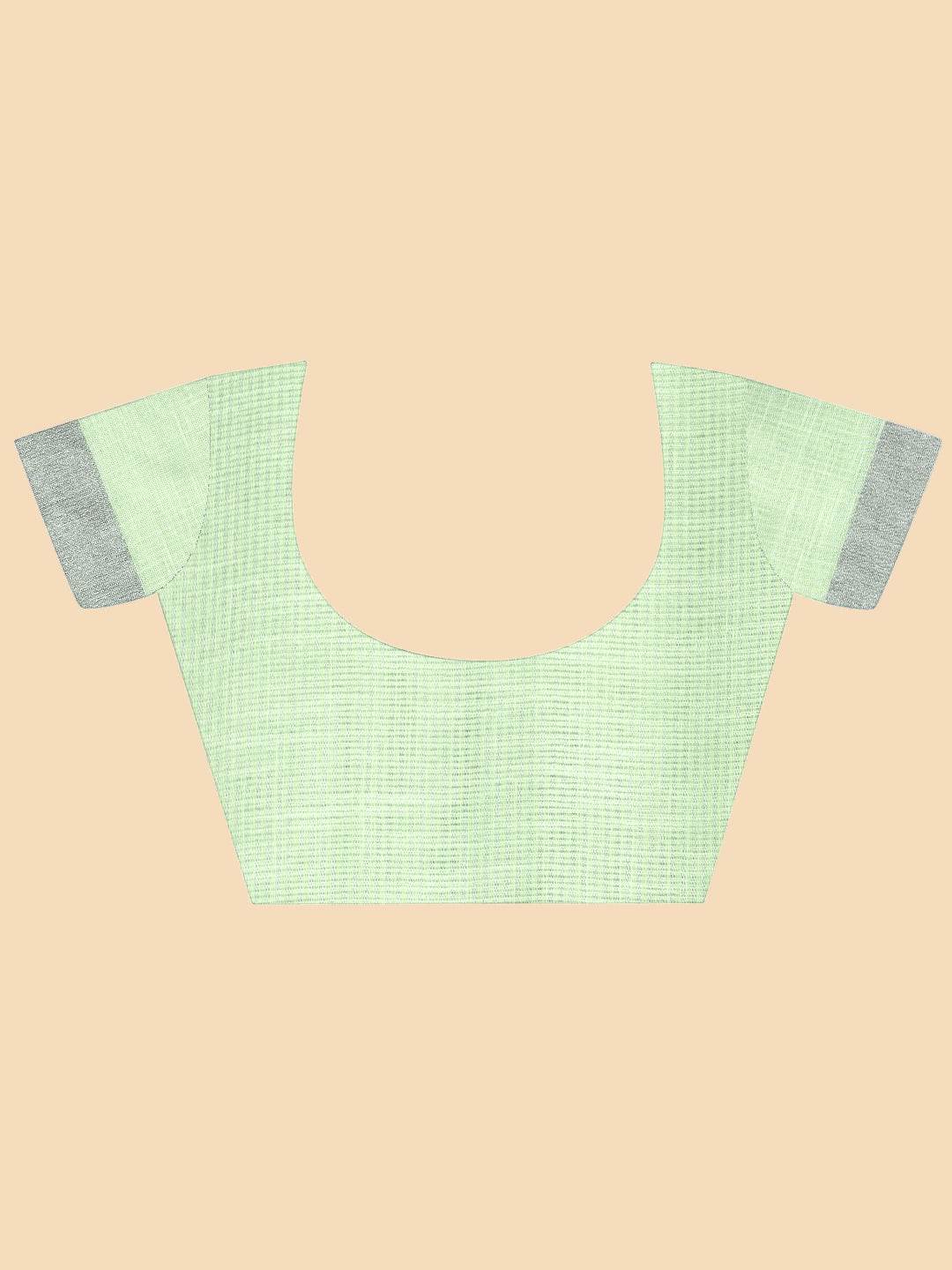 Green Pure Linen Saree With Blouse Piece