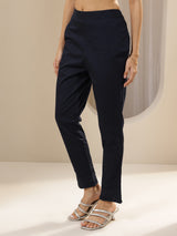 Gerua Blue Solid Cotton Trousers