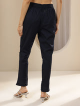 Gerua Blue Solid Cotton Trousers