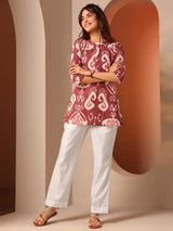 Libas White Solid Silk Blend Trouser