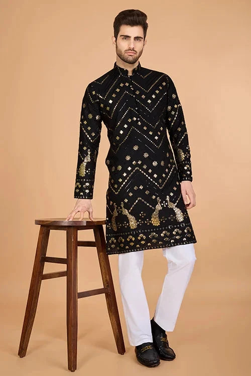 Black Viscose Rayon Men's Kurta  Stylish & Comfortable kurta