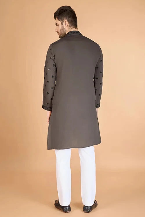 Elegant Brown Viscose Silk Kurta with Sequins