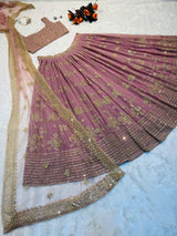 Party Wear Dusty Pink Color Embroidery Sequence Work Lehenga Choli