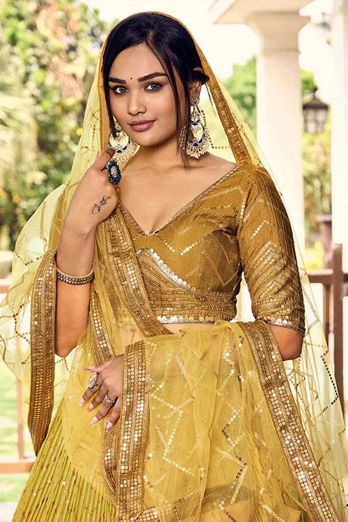 Party Wear Lehenga Choli Sequins Embroidery Work For Womens
