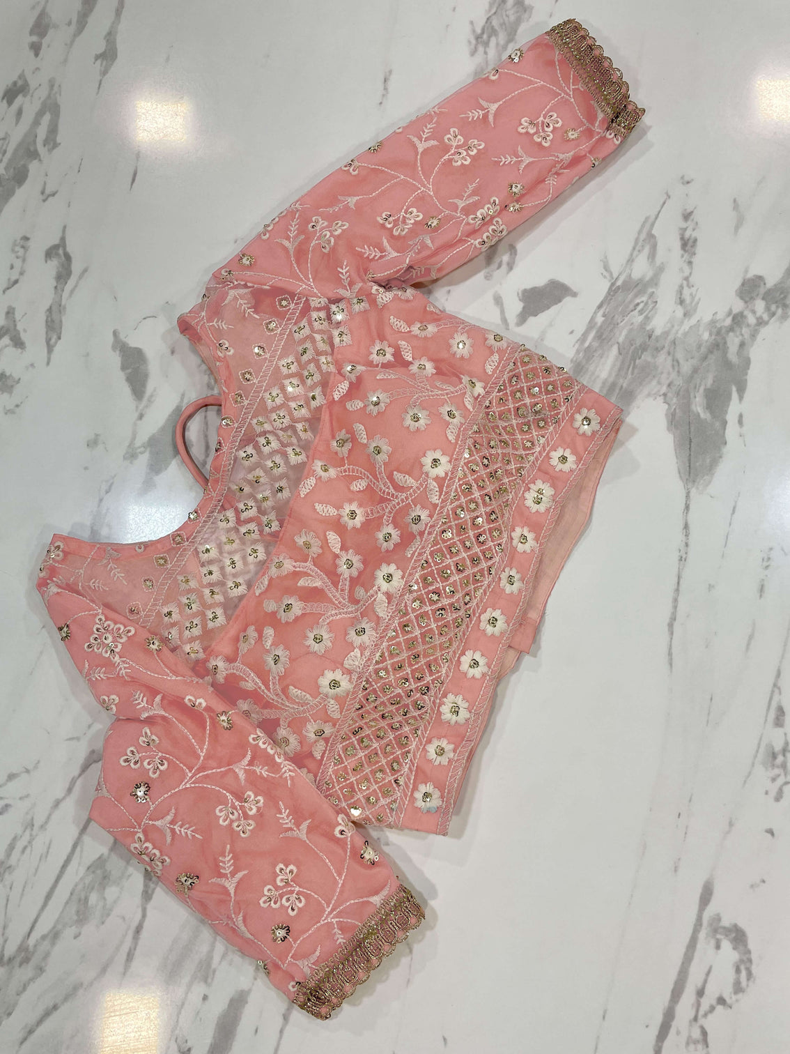Peach Pink Lehenga Choli in Soft Net With Sequence and Thread Work