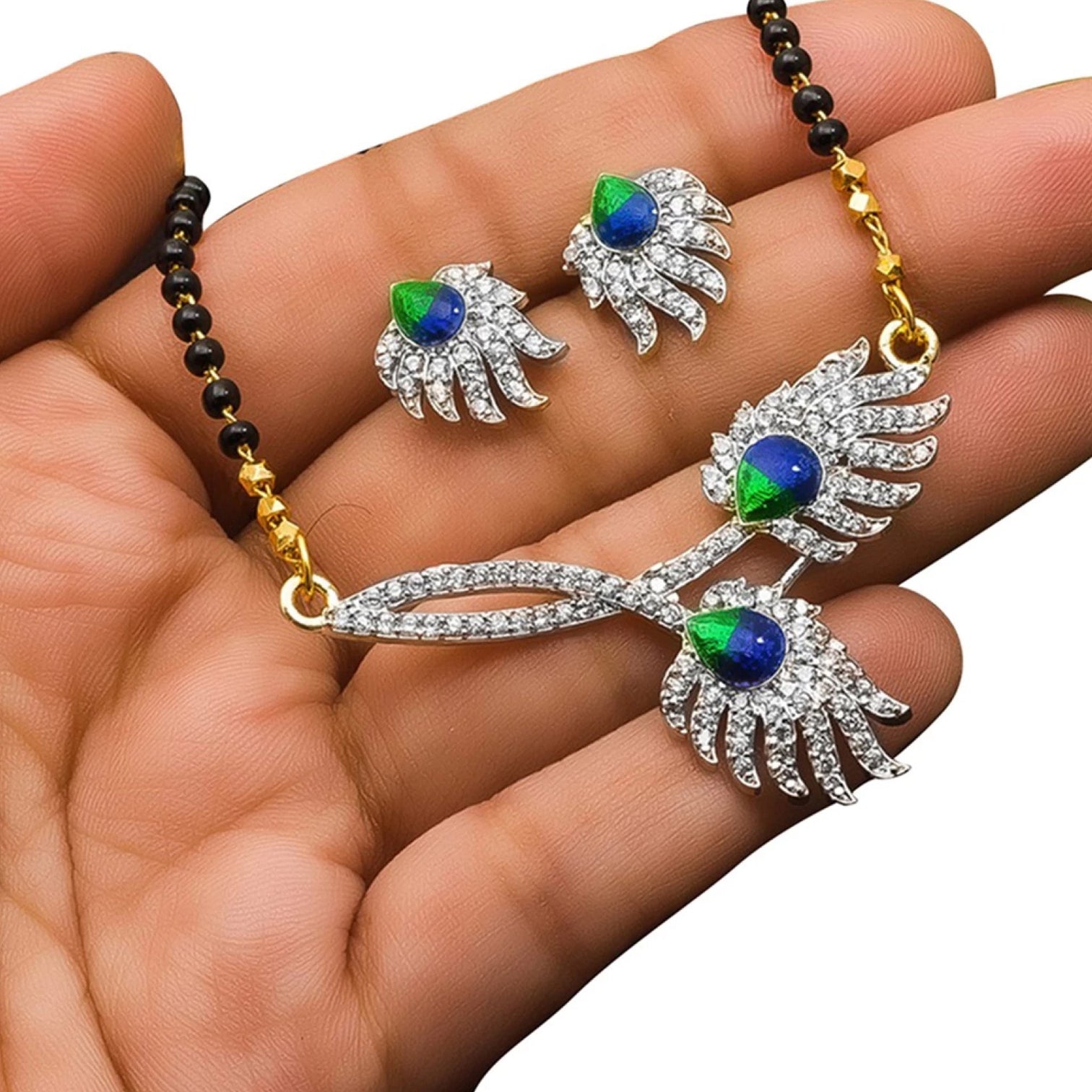 Peacock Mangalsutra with Earrings Brass Mangalsutra