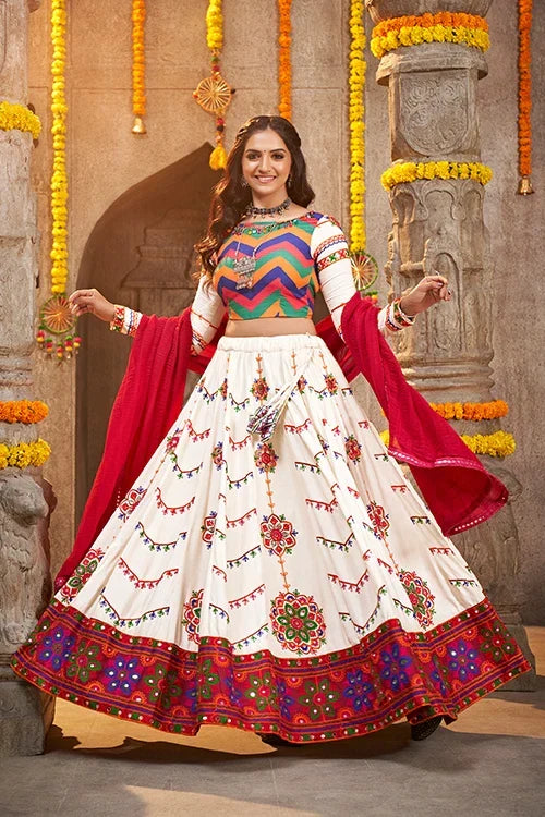 Pearl White Embroidered Navratri Special Chaniya Choli Collection