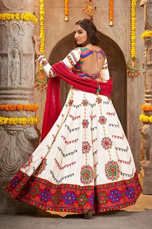 Pearl White Embroidered Navratri Special Chaniya Choli Collection