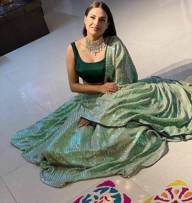 Light Green Heavy Sequin Lehenga
