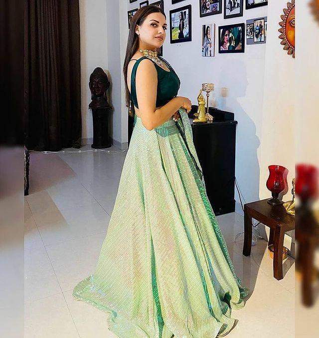 Light Green Heavy Sequin Lehenga