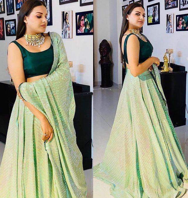 Light Green Heavy Sequin Lehenga