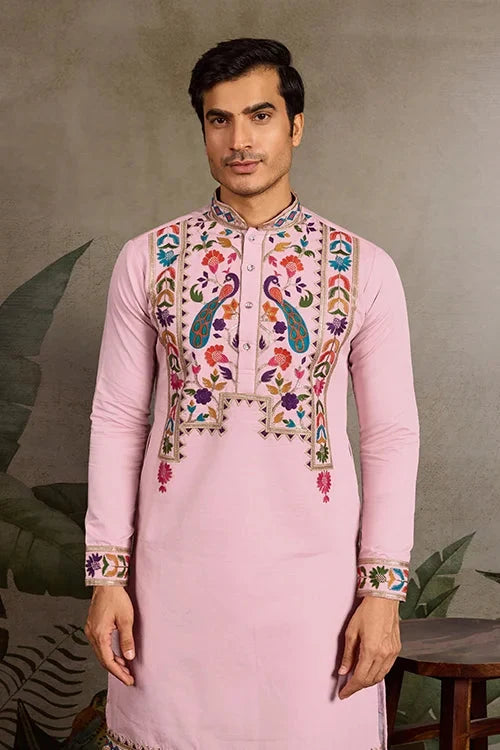 Pink Stylish Traditional Kurta for Mens Wear