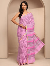 Libas Pink Printed Cotton Saree With Unstitched Blouse Piece