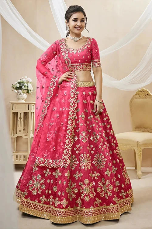 Beautiful Pink Traditional Embroidered Lehenga Choli