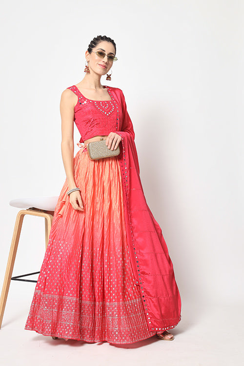 Pink Color Exclusive Silk Foil Printed Lehenga Choli Collection