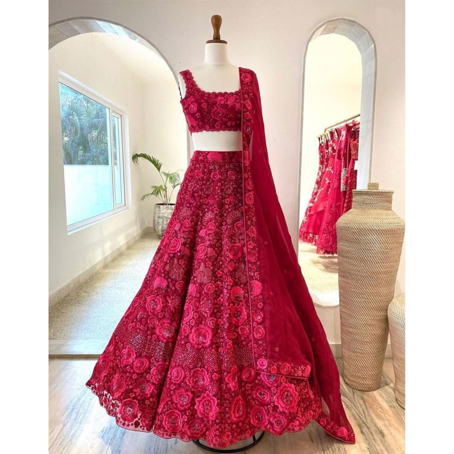 Pink Designer Lehenga Choli in Georgette with Embroidery Sequence work for Wedding and Engagement