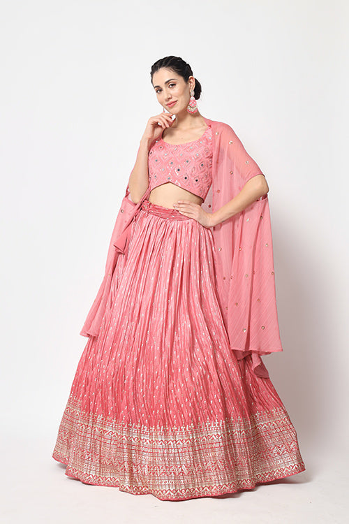 Pink Designer Party Wear Lehenga Choli with Fancy Dupatta Style