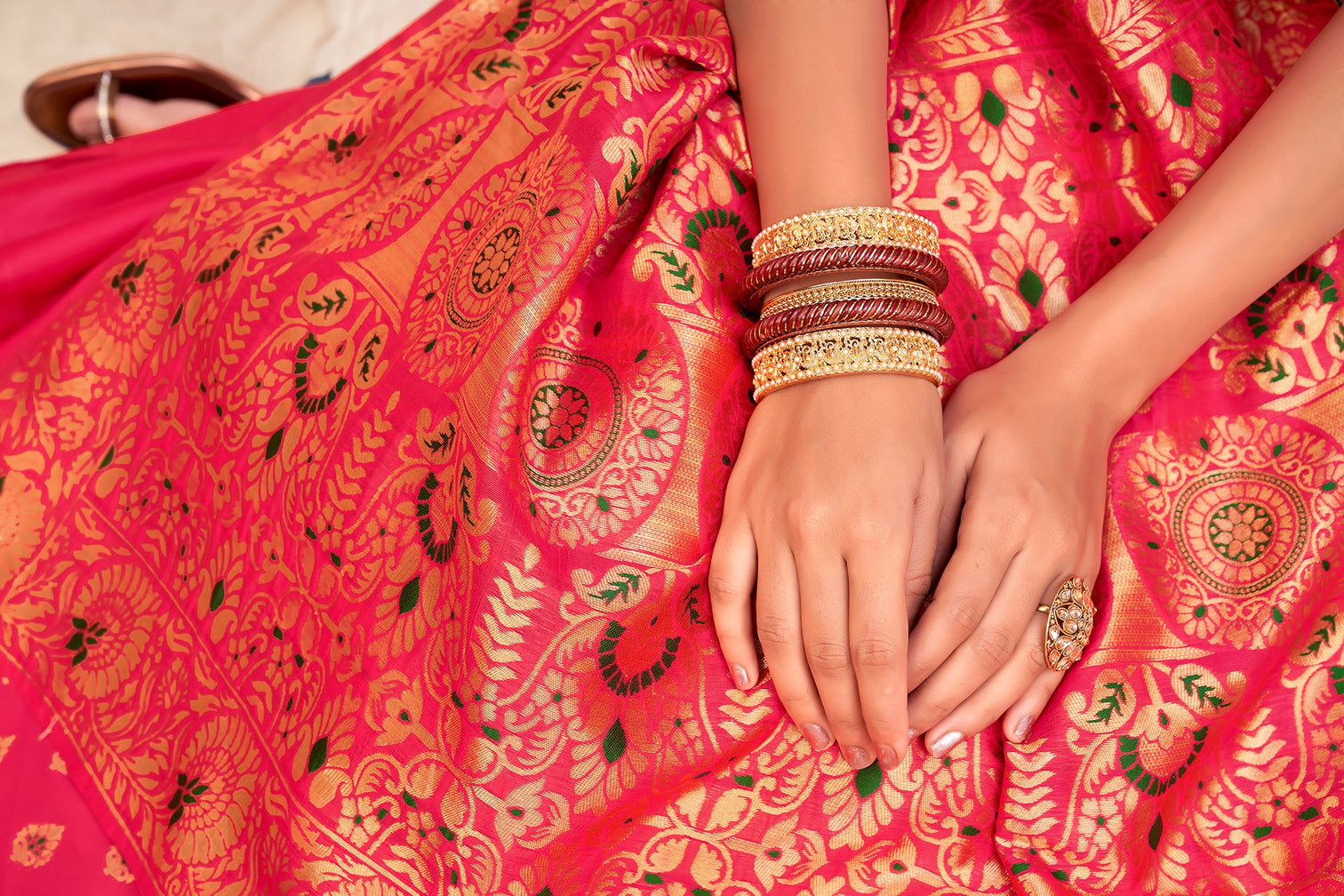 Pink Festive Wear Woven Banarasi Silk Saree